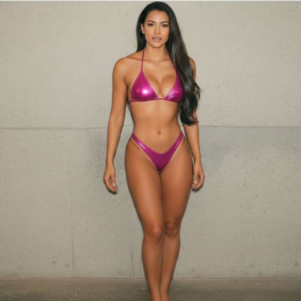 Shiny Triangle Two Piece Bikini